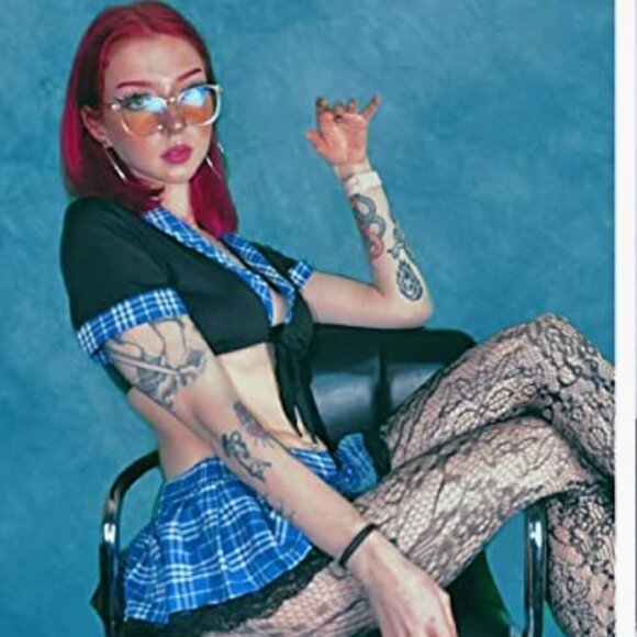 SEXY Schoolgirl Lingerie Roleplay Set Student Bondage Halloween Costume Crop NWT - Picture 7 of 7